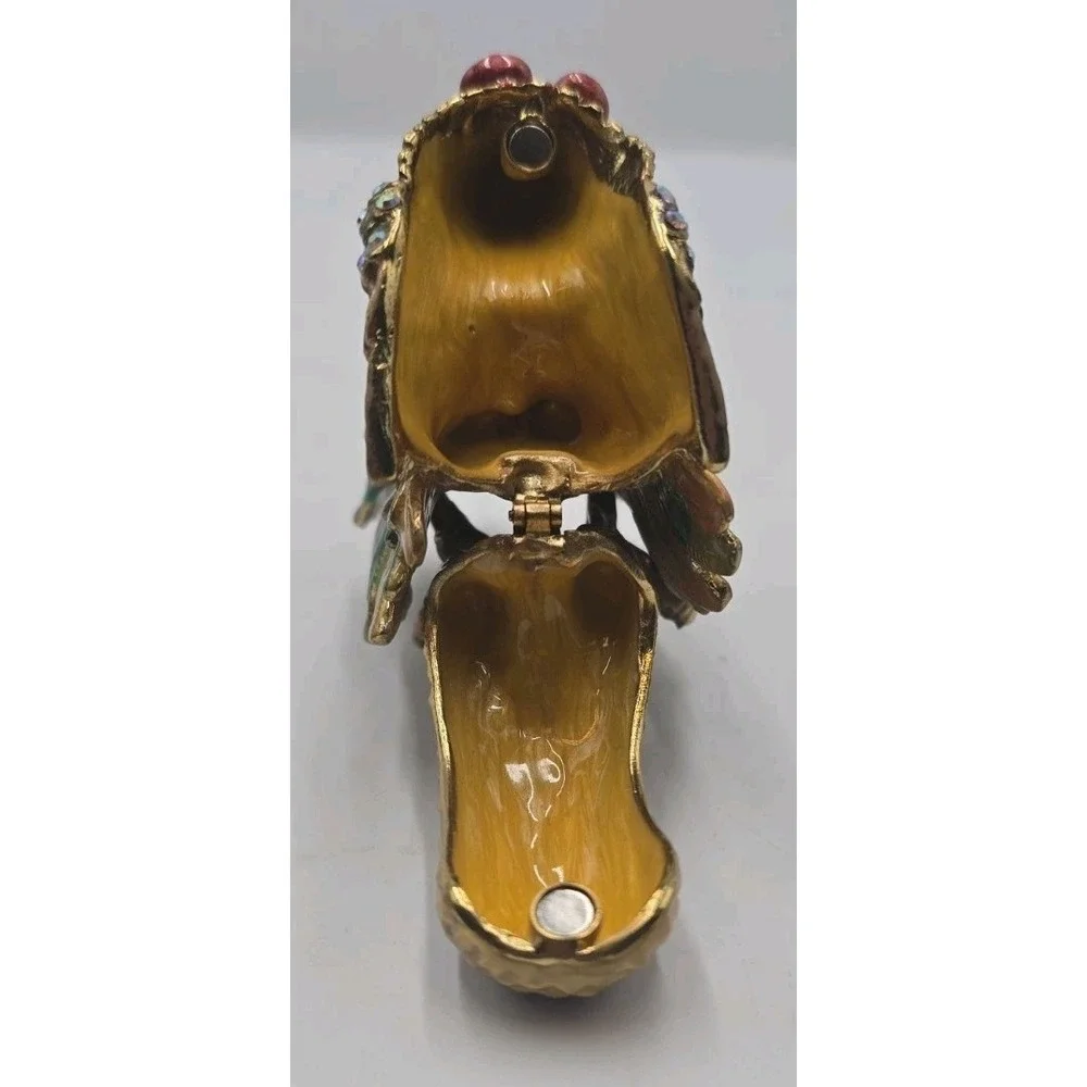 Sevenbees Vintage Style Jeweled Rooster Trinket Box Colorful Enamel Rhinestone